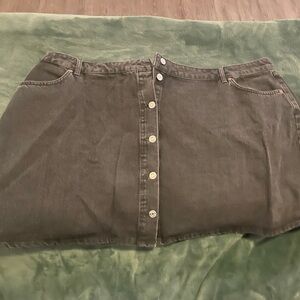 Black button up mini skirt